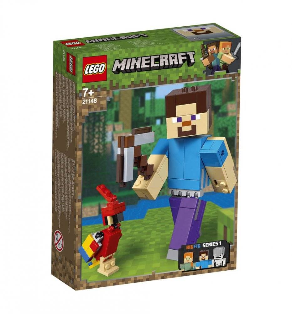 Lego Minecraft Большие фигурки Minecraft, Стив с попугаем